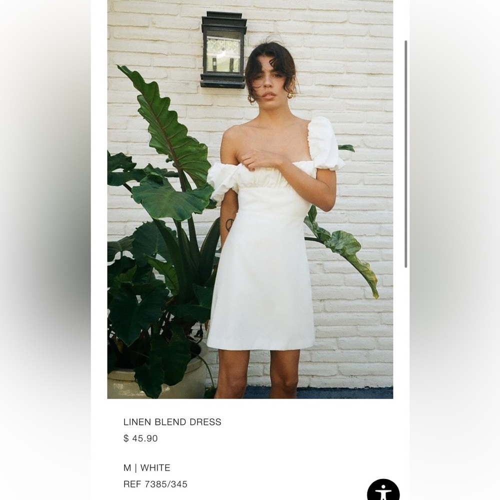 Zara White Linen Blend Mini Dress